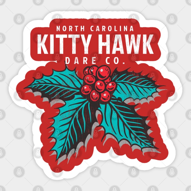 Kitty Hawk, NC Christmas Vacationing Holiday Holly Sticker by Contentarama